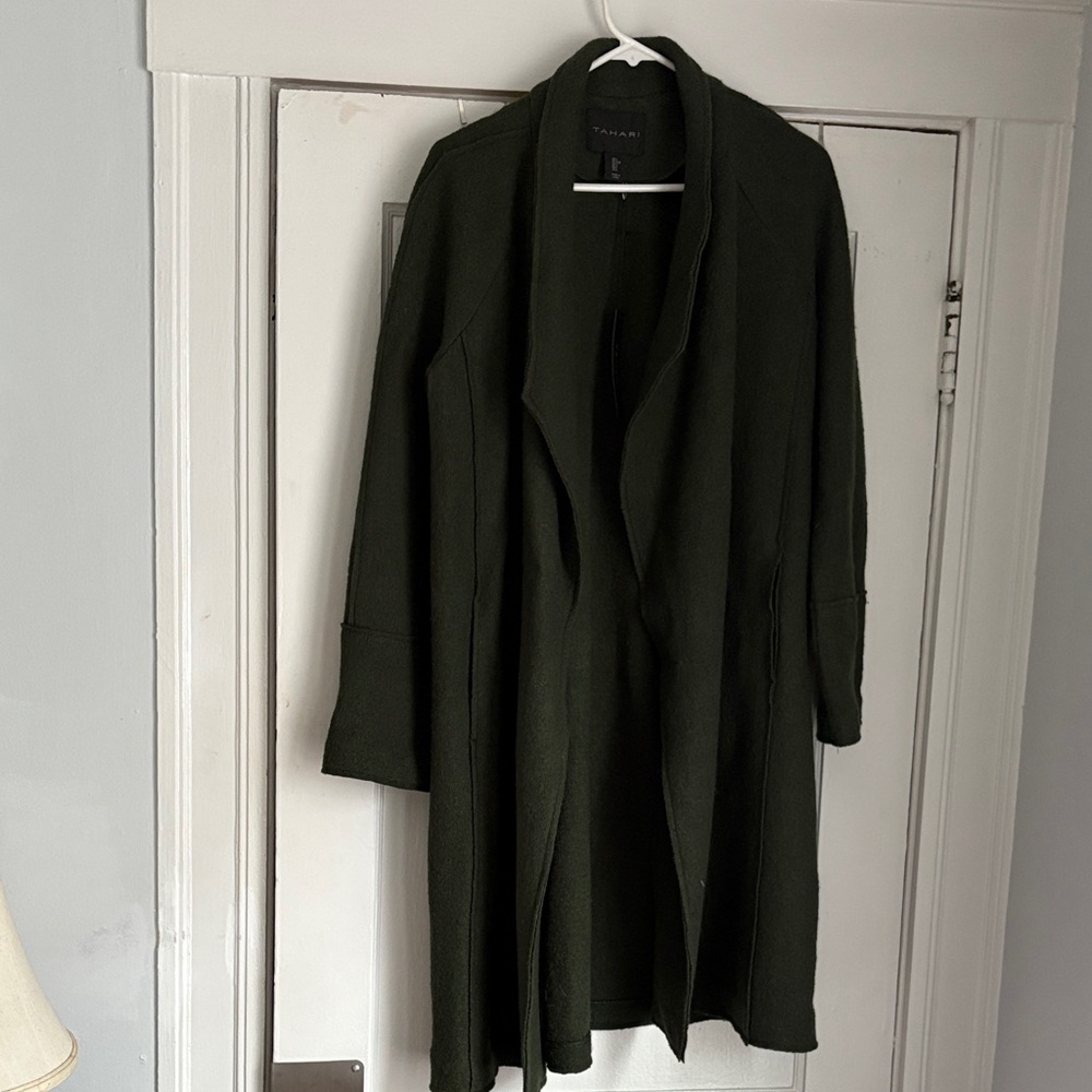 Tahari Women's Dark Green fall open coat